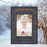 Red Winterberry Frame Navy Christmas Photo Holiday Card<br><div class="desc">This elegant photo holiday card features a watercolor red winterberry frame with a charming ribbon bow and clean typography. Send Christmas cheer to  family and friends.</div>