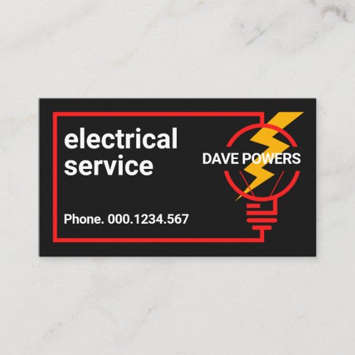 Red Wiring Circuit Powers Electric Bulb Business Card