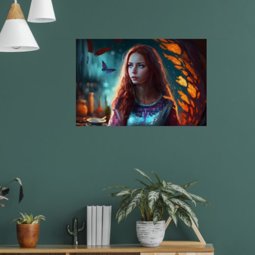  Red Witch Blue Eyed Redhead Beauty Poster