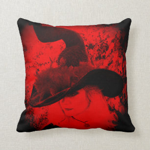 Red Witch Pillow Pagan Wiccan Cushion