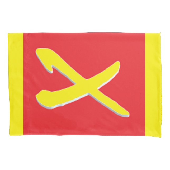 Red with a bright yellow cross pattern pillow case (Front)