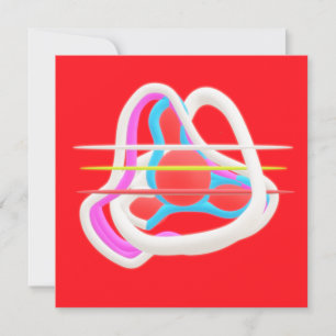 Red with abstract surreal design in cute colors