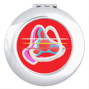 Red with abstract surreal design in cute colors compact mirror