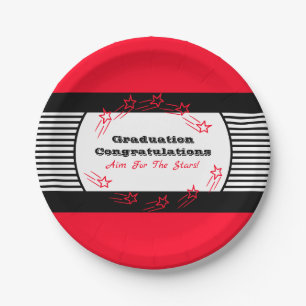 Red With Black And White Stripe Paper Plates