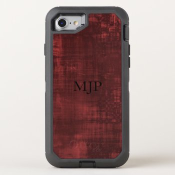 Red With Black Monogram Otterbox Defender Iphone Se/8/7 Case by MaggieMart at Zazzle