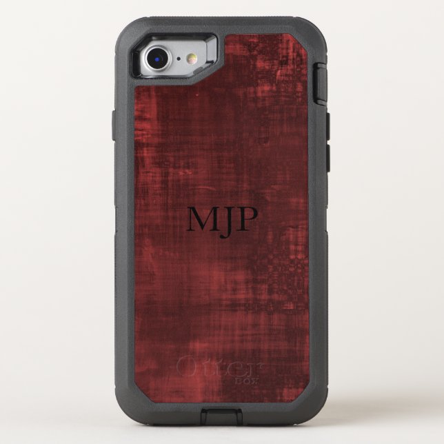 Red with Black Monogram Otterbox iPhone Case (Back)