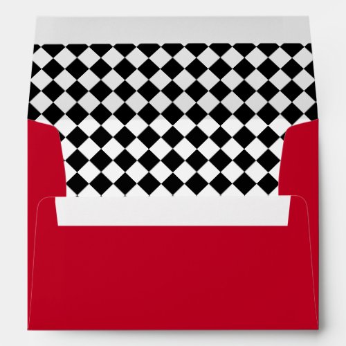 Red with Black  White Checkered Lining Envelope