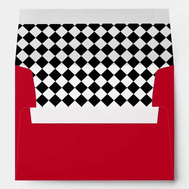 Red with Black & White Checkered Lining Envelope (Back (Bottom))