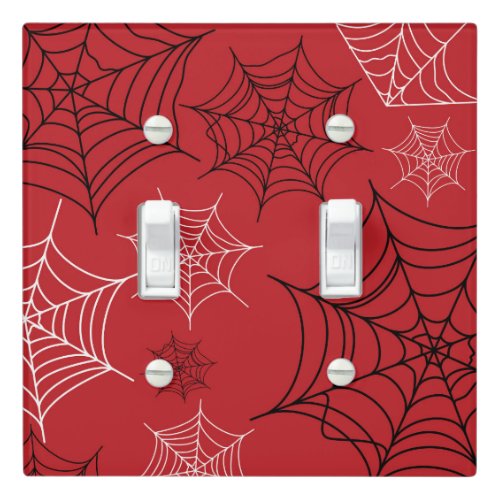 Red with Black  White Spiderwebs Halloween Light Switch Cover