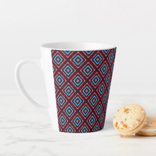 Red With Blue Diamond Latte Mug