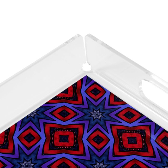 Red With Blue Stars Acrylic Tray (Corner)