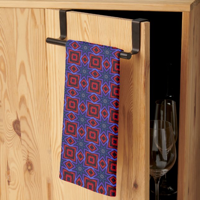 Red With Blue Stars Kitchen Towel (Thirds Fold)