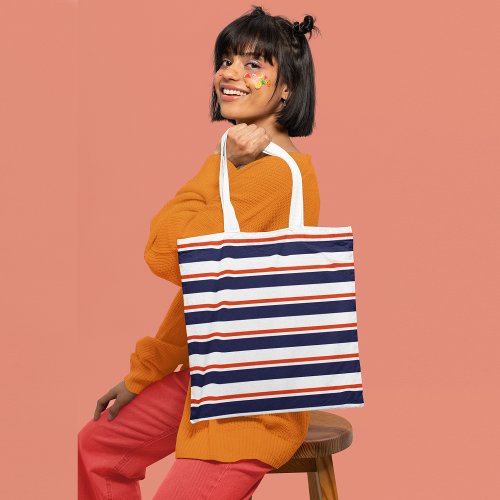 Red With Blue Stripes Tote Bag