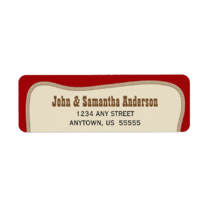 Red with Brown Rope Western Cowboy Label