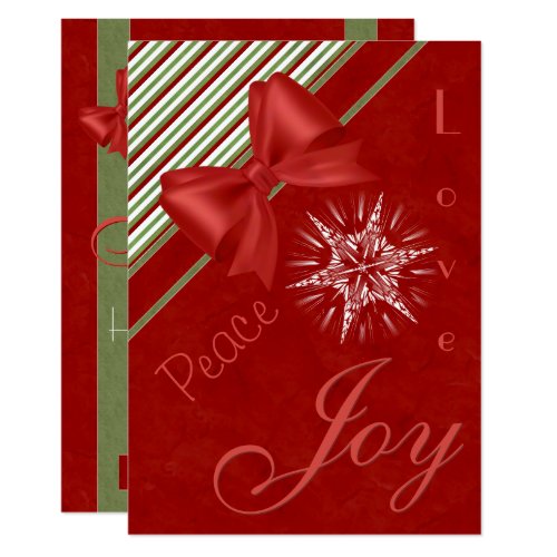 Red with Candy Cane Stripes Ribbons and Bows Invitation