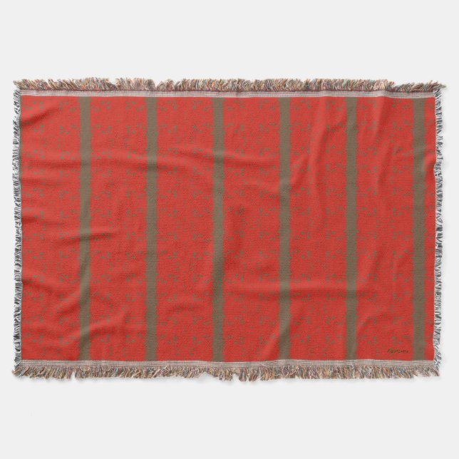 Red with Chocolate Brown Stripes Throw Blanket (Front)