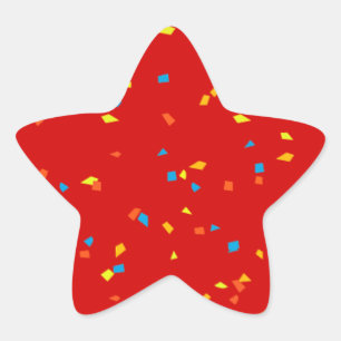 Red with colorful confetti star sticker