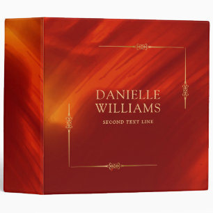 Red with gold brushstrokes elegant gold frame 3 ring binder
