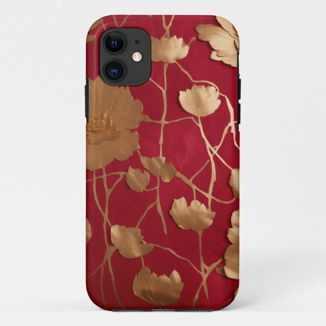 Red with gold lotus  Case-Mate iPhone case (Back)