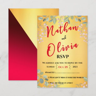 Red with Gold  RSVP Card