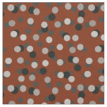 red with gray white and black dots fabric