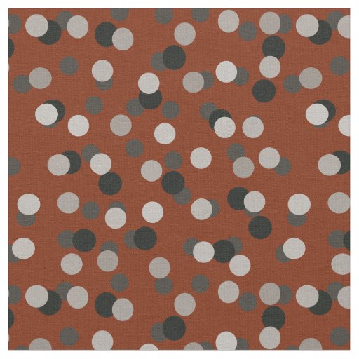 red with gray white and black dots fabric