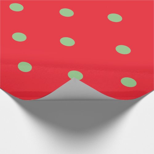 Red with Green Polka Dot Modern Christmas Pattern Wrapping Paper