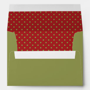 Red With Green Polkadots Lined Christmas Holiday Envelope