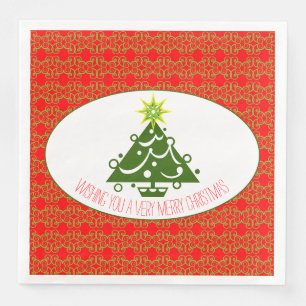 Red With Holiday Pattern Paper Dinner Napkins
