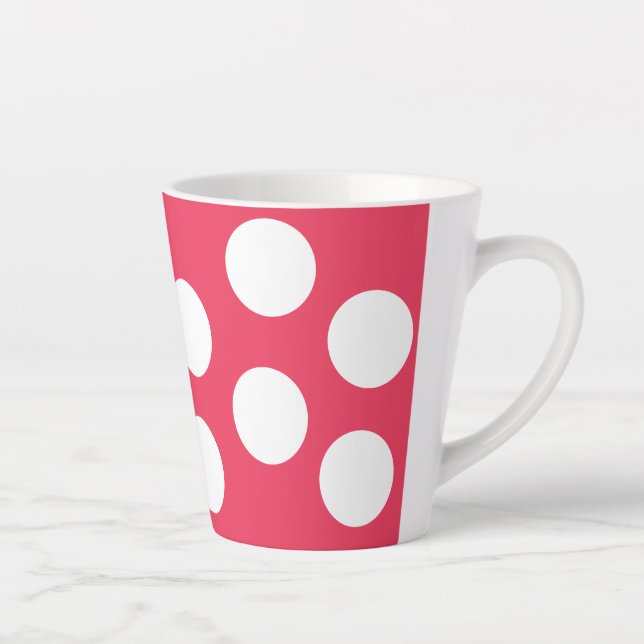  Red with Large White Polka Dots, Bold Drinkware  Latte Mug (Right)