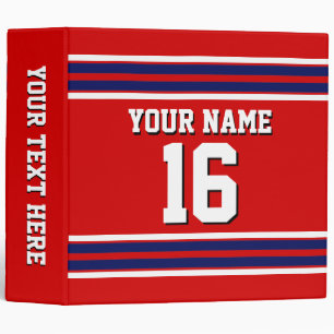 Red with Navy White Stripes Team Jersey Binder
