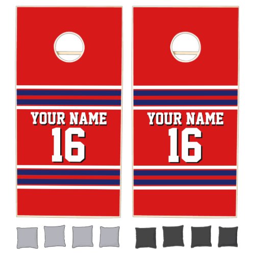 Red with Navy White Stripes Team Jersey Cornhole Set