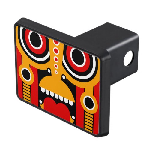 Red With Orange Tiki Art Hitch Cover