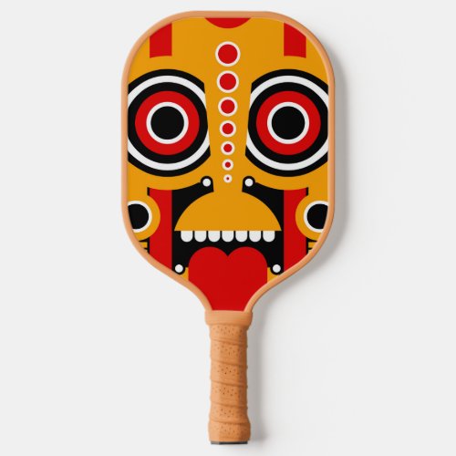 Red With Orange Tiki Art Pickleball Paddle