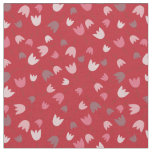 Red with pink tulip pattern collection fabric