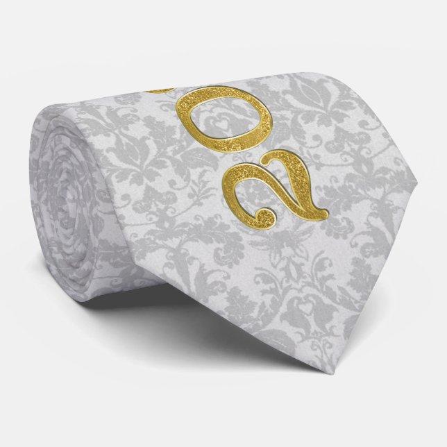 Red with Silver Damask Gold Class of 2026 Neck Tie (Rolled)