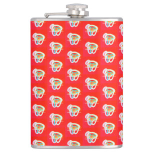Red with small art designs on it  beverage pitcher flask