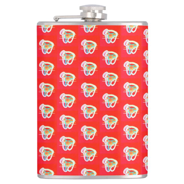 Red with small art designs on it  beverage pitcher flask (Front)