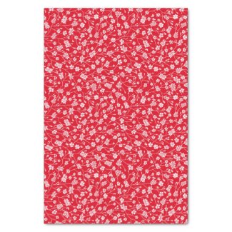 Red with Tiny White Flowers Tissue Paper