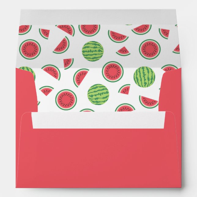 Red with Watermelon Patterned Liner Envelope (Back (Bottom))