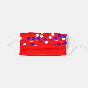 Red With White & Blue Dots Adult Cloth Face Mask by FuzzyCozy at Zazzle