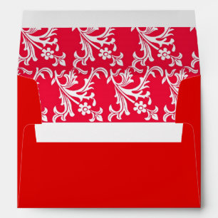 Red with White Damask Envelope