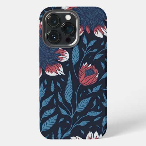 Red with white Flower iPhone 13 Pro Case