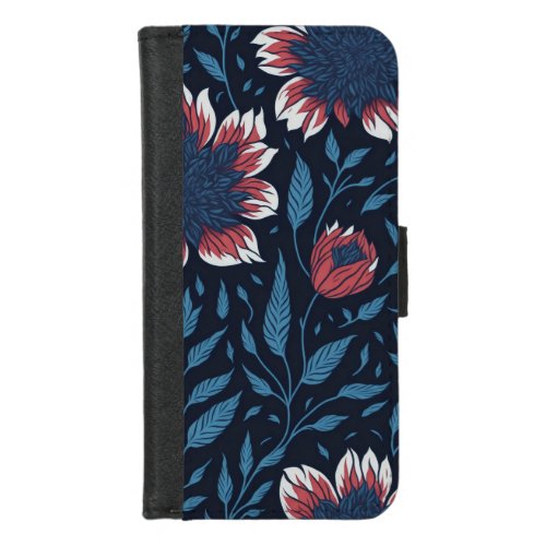 Red with white Flower iPhone 87 Wallet Case