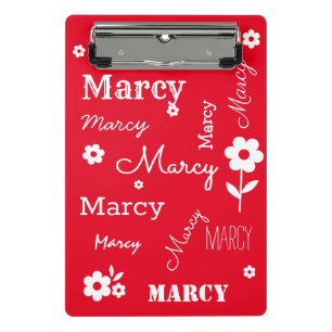 Red with White Flowers, Customized Mini Clipboard