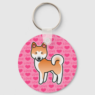 Red With White Mask Cartoon Akita Love Keychain