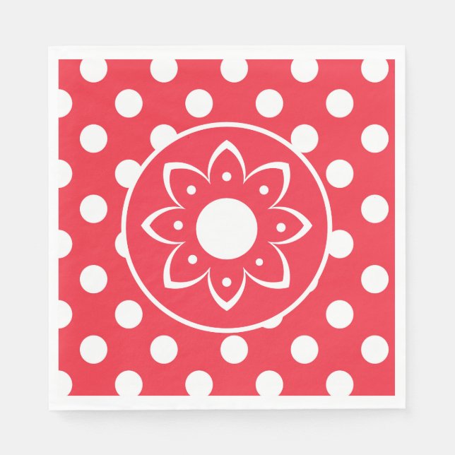 Red With White Polk Dots  Napkins (Front)