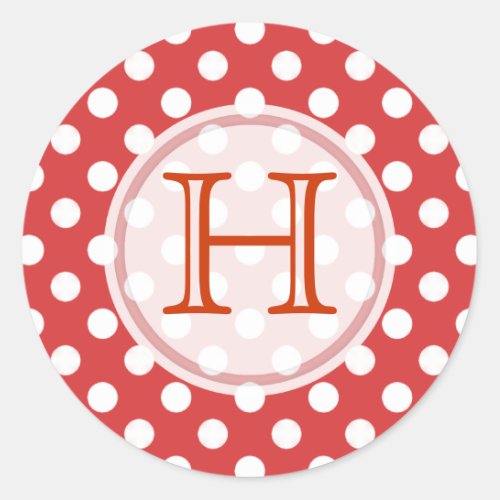 Red With White Polka_dot Monogram Stickers