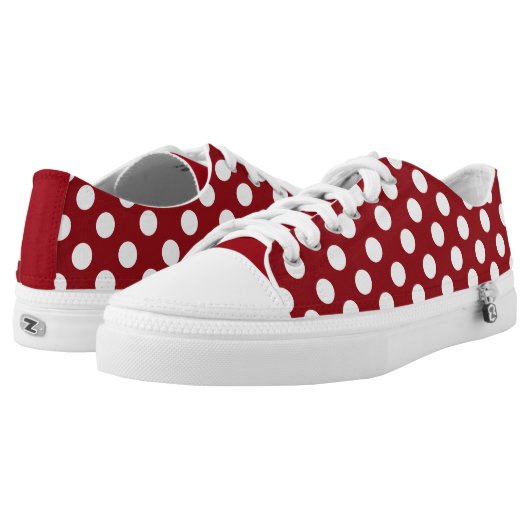 Red with White Polka Dot Tennis Shoes (Pair)