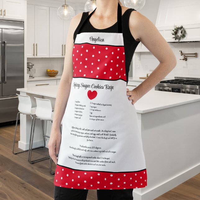 Red with white polka dot with a recipe.  apron (Creator Uploaded)